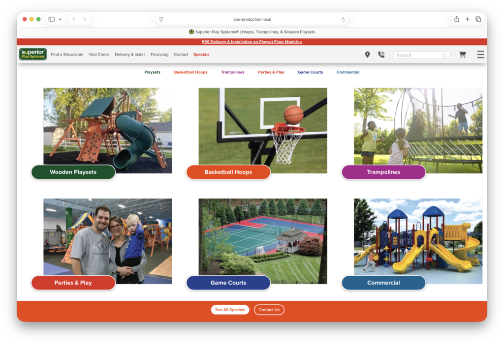 Superior Play Systems – Home Page – WordPress, WooCommerce, Custom Divi Theme